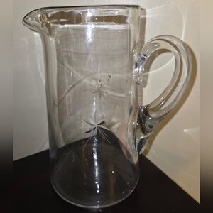 Vintage Cut Glass Martini Pitcher Mid-Century Modern Atomic Starburst Cocktail